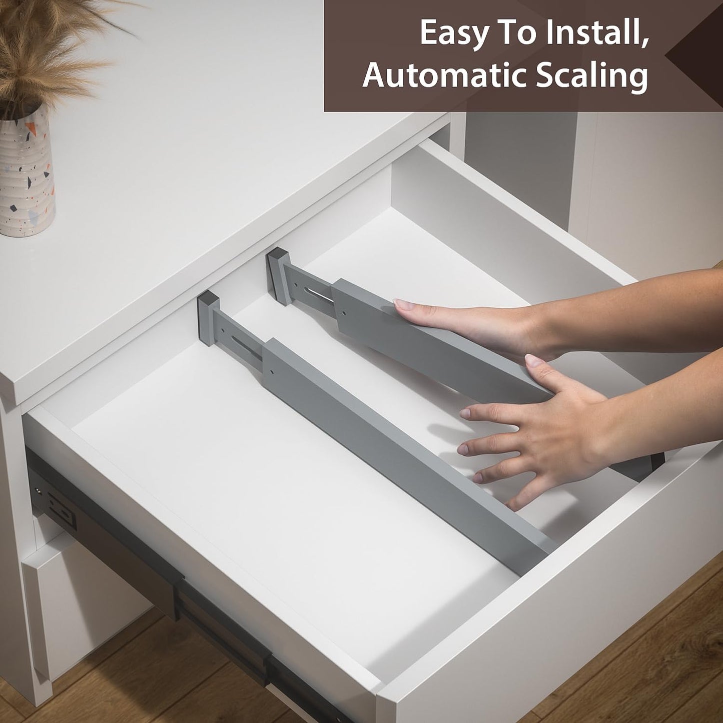 4 PCS Drawer Divider, 17"-22" Adjustable Bamboo Drawer Dividers Organizers, Expandable Separators for Kitchen, Clothes, Dressers, Home, Office