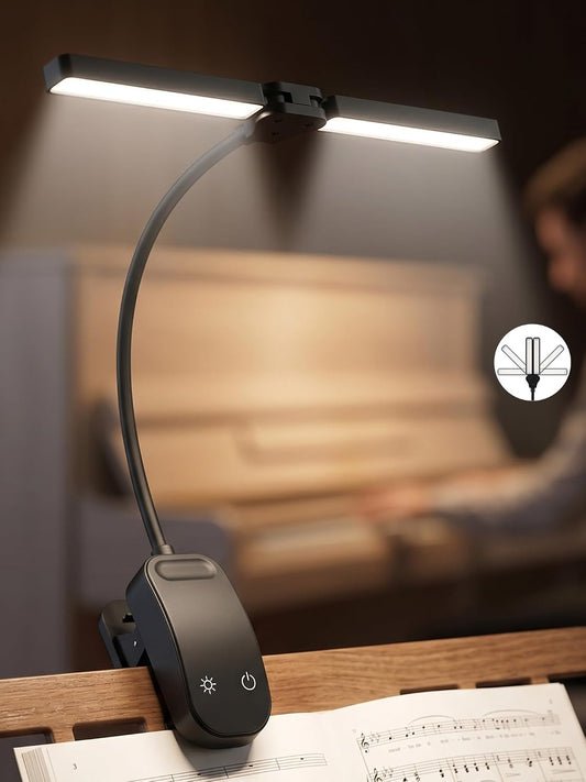 Music Stand Light,100 LEDs+10 Brightness+5 Colors Foldable Clip on Light | 4000mAh Battery Lamp,400 lm Bright Rechargeable Desk Lamp with Clamp,Cordless Piano Light,Clip on Reading Light for Bed/Dorm