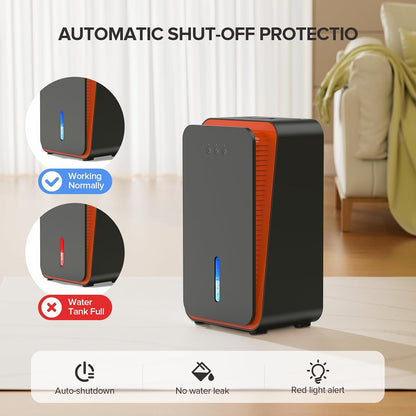 1000 sq.ft Dehumidifier for Home, Dehumidifiers for Basement, Bathroom, Bedroom with Auto Shut Off and Drain Hose, Built-in Aromatherapy Diffuser, 7 Colors LED Light, Quiet Sleep Mode(CS08-Cream)