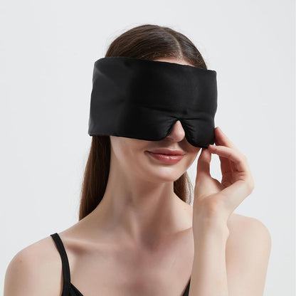 ALASKA BEAR Wraparound Style Organic Cotton Eye Mask with Padded Nose, Big Wide Headband and Large Coverage Ear Muff Sleeping Mask with Bottom Flap for Full Blackout, Dark Grey