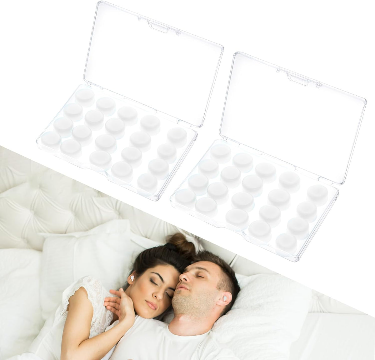 40 PCS Silicone Earplugs, Ear Plugs Silicone, Soft Moldable Ear Plugs for Sleeping, Noise Cancelling Reduction Earplugs for Swimming, Travel, Snoring, Concerts, Studying, Airplane, Motorcycle, Clear