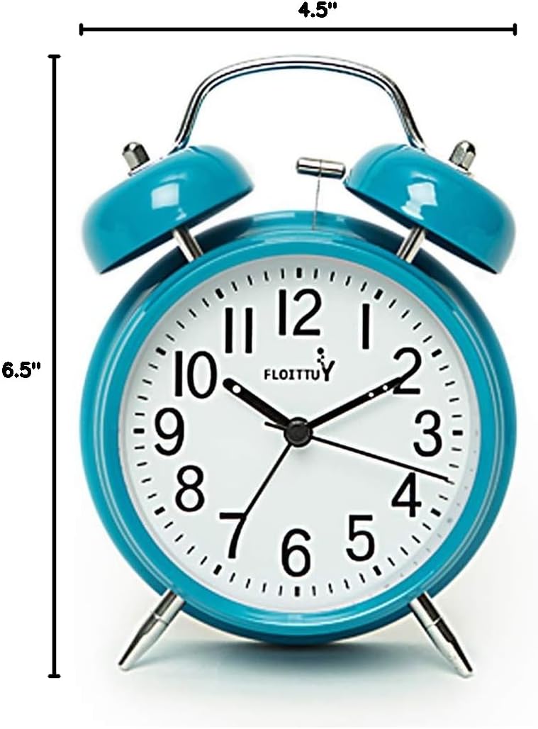 FLOITTUY Loud Alarm for Deep Sleepers 4'' Twin Bell Alarm Clock with Backlight for Bedroom and Home Decoration(Green)