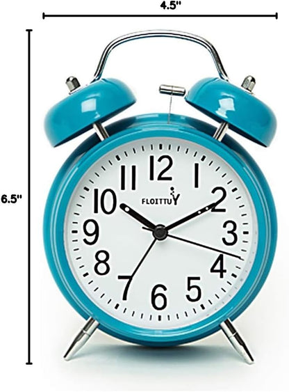 FLOITTUY Loud Alarm for Deep Sleepers 4'' Twin Bell Alarm Clock with Backlight for Bedroom and Home Decoration(Green)
