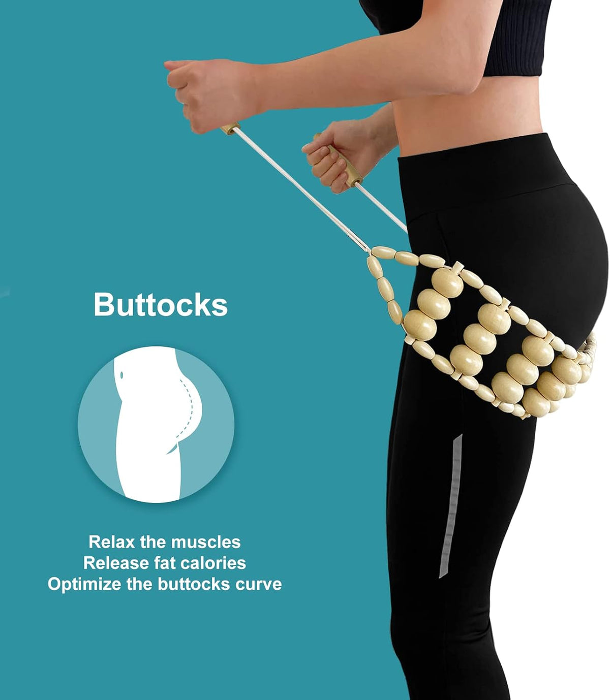 Wood Therapy Massage Tools, Wooden Back Massager Roller Rope
