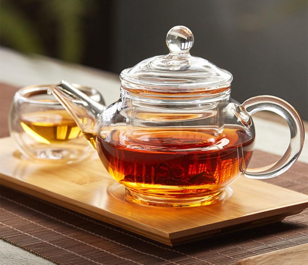 Small Tea Pot,Glass Teapot with Infuser, Tea Kettle for Loose Tea,8 Oz