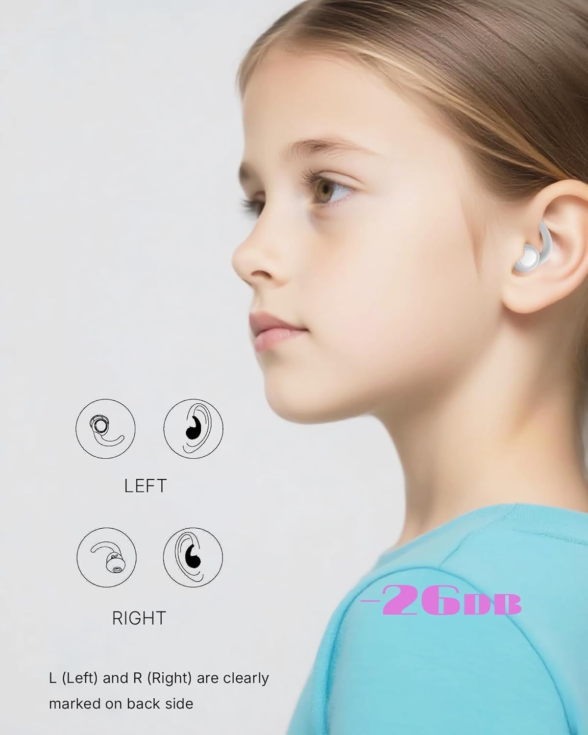 Afflatus Kids Ear Plugs for Sleep and Noise, Small Size, Skin-Soft, 26dB
