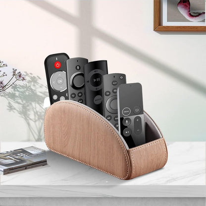 Pu Leather TV Remote Control Holder with 5 Compartments,Remote Caddy/Tray | Bedside Table Desk Storage Box/Organizer for Pen,DVD,Blu-Ray,Media Player,Heater Controller,Cosmetics,Glasses,Office Supplies