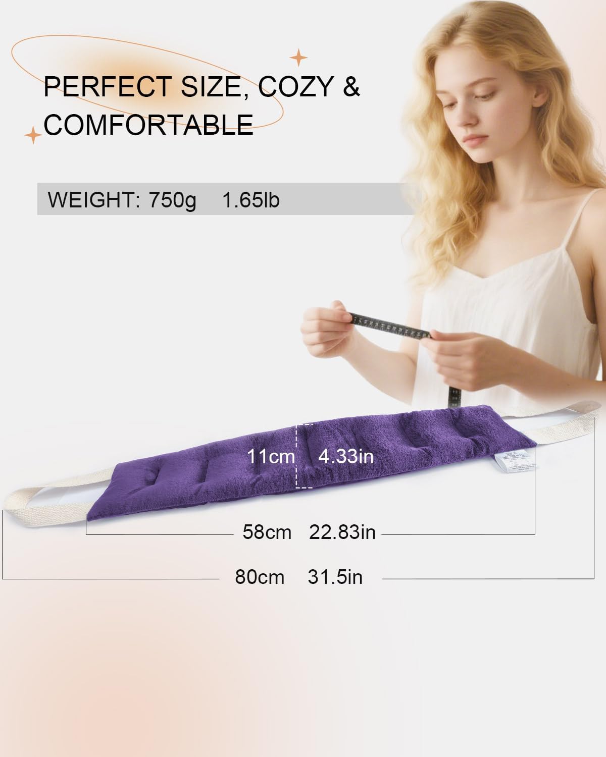 COMOIL Microwave Heating Pad for Neck and Shoulders Back with Handles,Heated Neck Wrap,Reusable Warmer,Moist Hot Packs,Microwavable Weighted Bag,Cold and Warm Compress