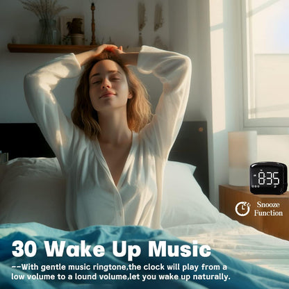 Easysleep Acoustic Sound Alarms Digital Wake Up Clock with Big LED Display 27 Soothing Sounds Sunrise Clock Dual 3 Alarms Memory Snooze Setting 4 Brightness for Deep Sleepers Adults Teenagers