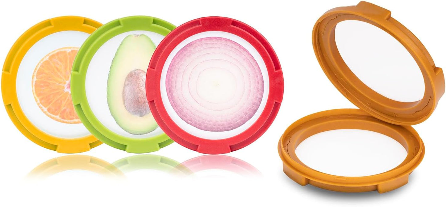 4Pcs Onion Storage Avocado Saver Holder, Fruit Vegetable Container | Lemon Cheese Tomato Reusable Silicone Food Storage Container for Fridge