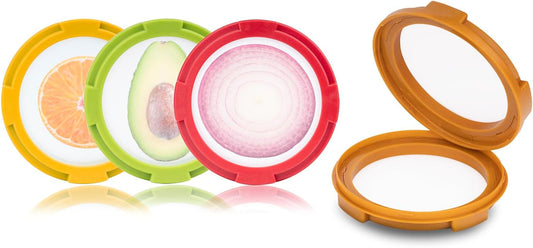 4Pcs Onion Storage Avocado Saver Holder, Fruit Vegetable Container | Lemon Cheese Tomato Reusable Silicone Food Storage Container for Fridge