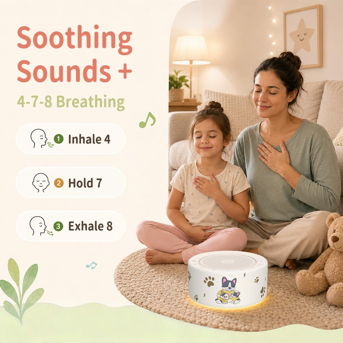 Kipcush White Noise Machine for Baby & Adults, 30 Soothing Sounds, Sleep Sound Machine with 8 Color Night Light, Memory Function, White Noise for Sleeping, Nursery, Office, Travel & Relaxation