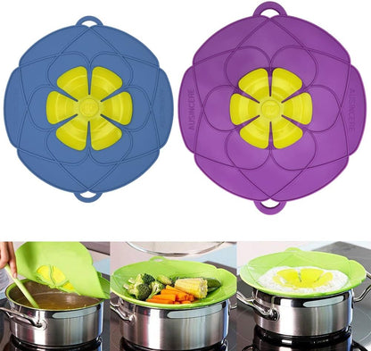 2 Pack Silicone Spill Stopper Lid, 10.2" Boil Over Safeguard, Splatter Guard Cover for Pots Pans, Food Grade Silicone Multi-Function Kitchen Tool, BPA Free Microwave Dishwasher Safe