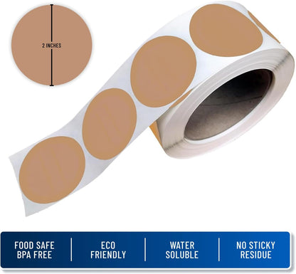 Water Soluble Labels for Food Containers – Dissolvable Kitchen Labels – No Sticky Residue – 2" Diameter, Two-Line Writable Surface, 200 Labels Per Roll (Purple)