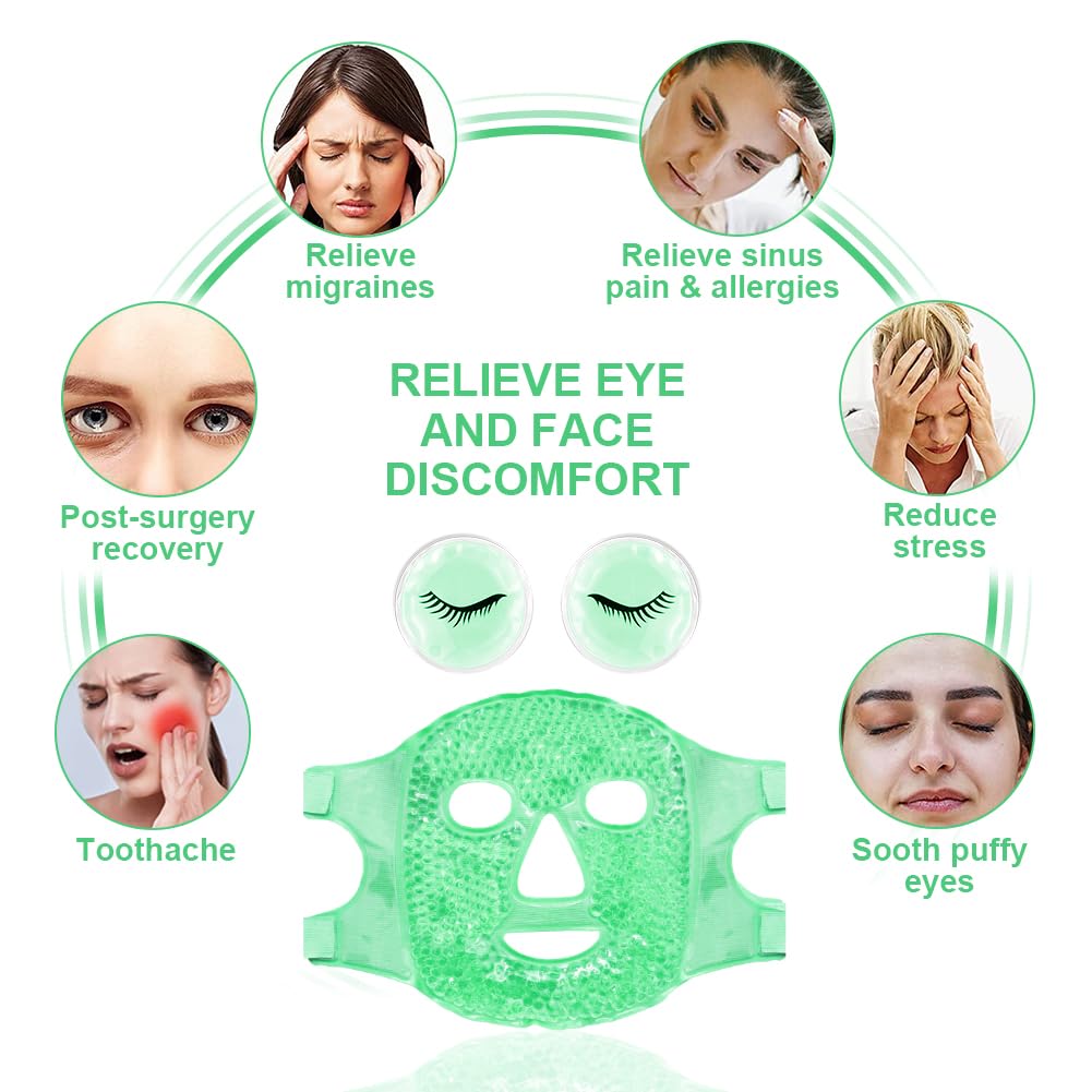 Cold Face Eye Masks Ice Face Mask Hot Cold Compress for Dark Circles, Puffiness, Migraines, Headache, Stress, Redness, Cooling Face Masks for Women Man, Skin Care