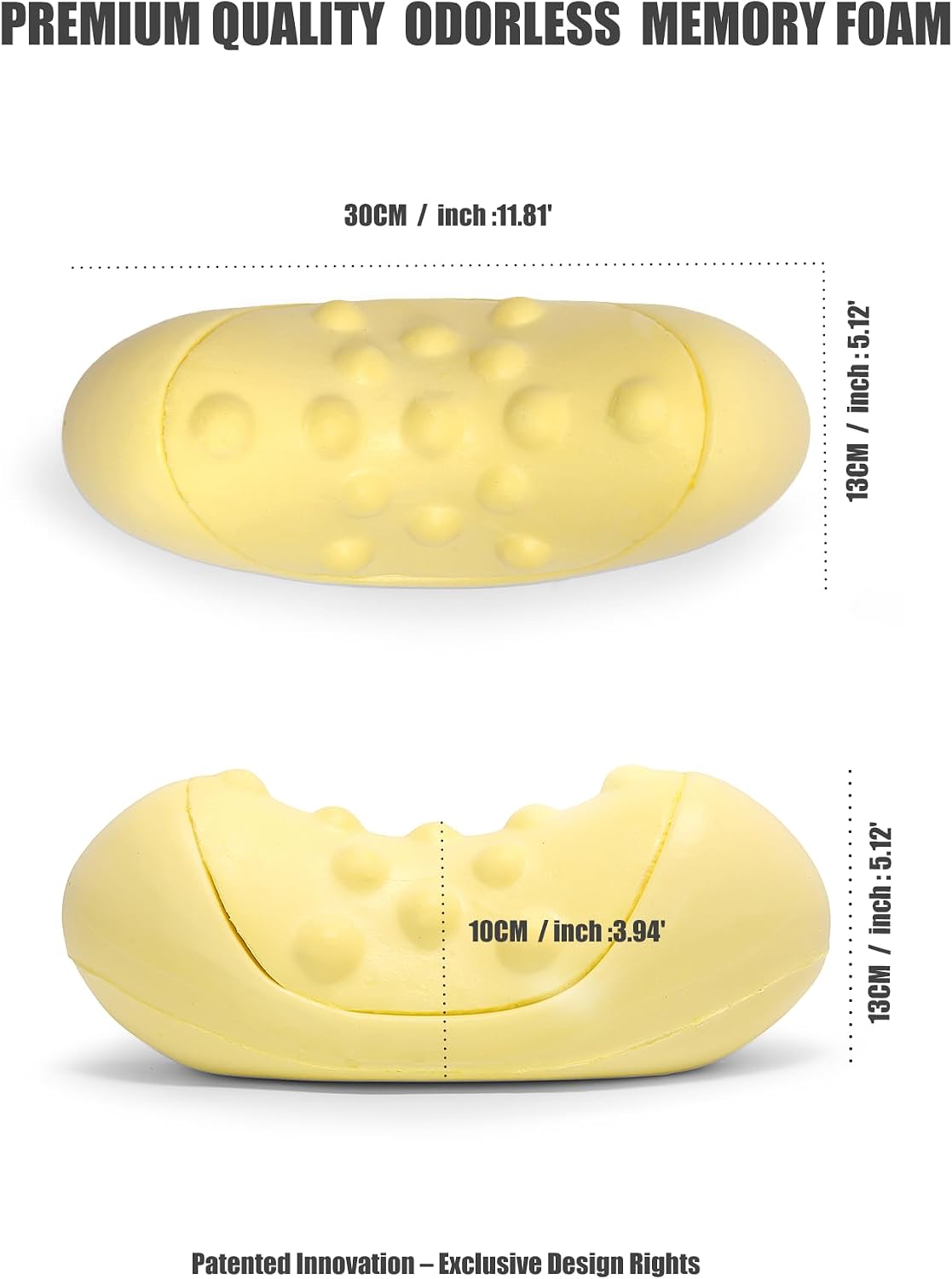 Bespilow Cervical Neck Pillow for Pain Relief, Dual-Layer Memory Foam Orthopedic Contour Pillow for Office,Travel, Ergonomic Neck Support for Back Sleepers,Cooling Breathable Case (US Design Patented)