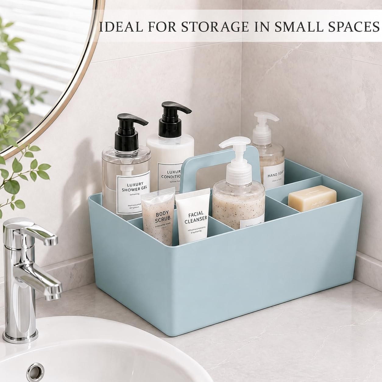 Anyoifax Portable Shower Caddy with Removable Compartment, Large Gray | Plastic Shower Basket Bathroom Caddy Organizer with Handle, College Dorm Storage, Baby Bath Essential, Cleaning Supply Caddy