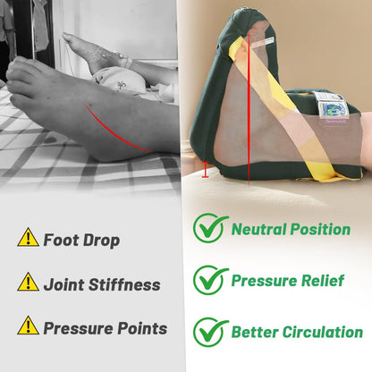 Foot Drop Heel Protector – Ankle Support for Bed Sores, Pressure Relief & Diabetic Care – Adjustable Straps, Breathable, Machine Washable (Dark green, Free Size)