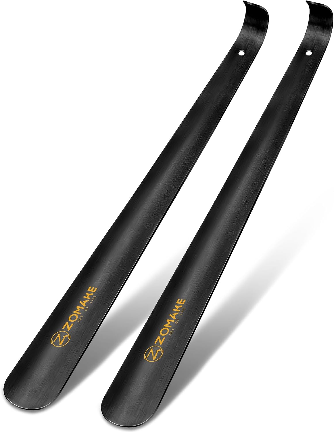 ZOMAKE Shoe Horn Long Handle for Seniors Men Women, Metal Shoehorn 16.5" | Stainless Steel Boot Horn Shoe Spoon Helper, Smooth Rounded Curve, Comfort Grip, No Bending Over, Shoe Care for Daily Use