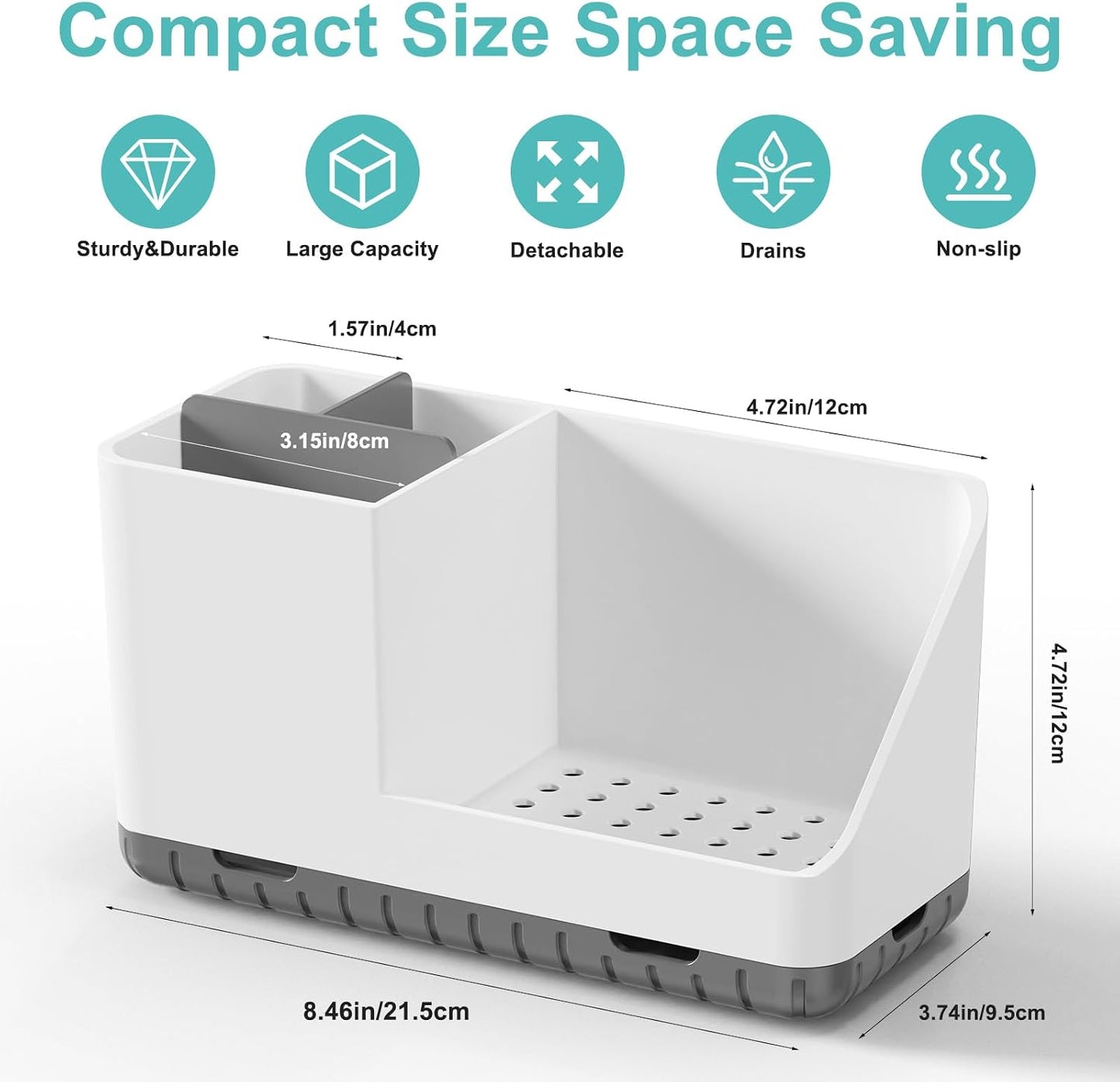 Toothbrush Holders for Bathroom Counter Organizer and Storage (White) | Easy To Clean, Drainage, Non-Slip, Detachable, Kids Electric Toothbrush and Toothpaste Holder for Bathroom