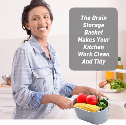 Sink Drain Strainer Basket, Abnaok Multifunction Sink Strainer Kitchen Food Catcher for Filter Kitchen Waste and Wash Vegetables Fruits (Grey)
