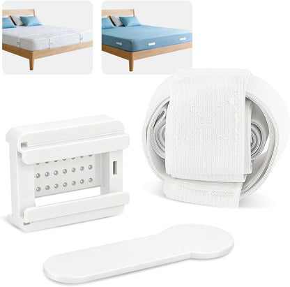 HOUSE AGAIN Bed Sheet Holders for Corners, 8-Point Grip Locking Clips & Straps Keep Fitted Sheets Firm, Tight and Smooth, No More Loose Sheets, Easy One-Time Installation (White)