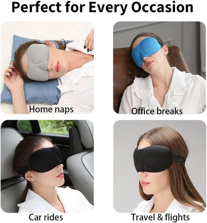 Sleep Mask for Back and Side Sleepers 1 Pack, 3D Light Blocking Eye Mask for Sleeping, Zero Pressure Eye Cover for Women and Men, Lightweight Breathable Night Blindfold Black