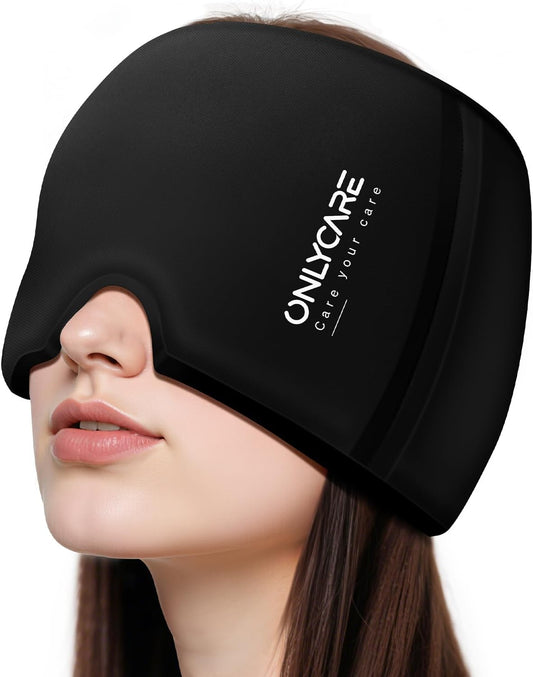 ONLYCARE Migraine Relief Cap, Headache Relief Cold Cap for Migraine Relief | Soothing Headache Ice Face Pack Mask, Cold Compress Head Wrap for Sinus, Tension, Stress, Hangover, Self Care Gifts for Women