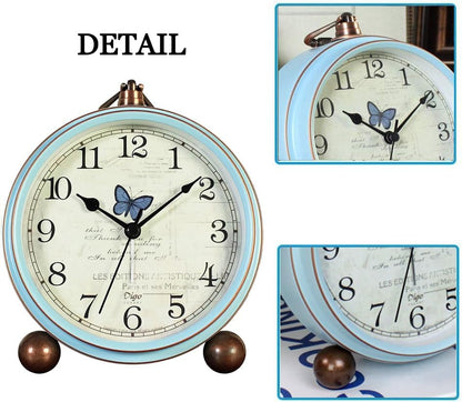 Maxspace 5.2in Analog Clock, Retro Silent Desk Clock Non-Ticking & Battery Operated with Quartz Movement,Clock Decor for Bedroom Living Room