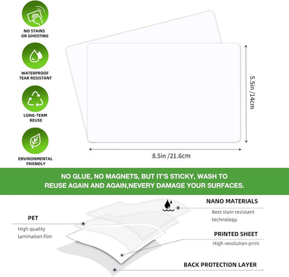 SVNOOC Multi-Use Label Stickers Dry Erase Sticky Notes, Labels for Storage Bin, Wall, Refrigerator, Home, Office, Classroom Use 4x6 inches (6 Pack)
