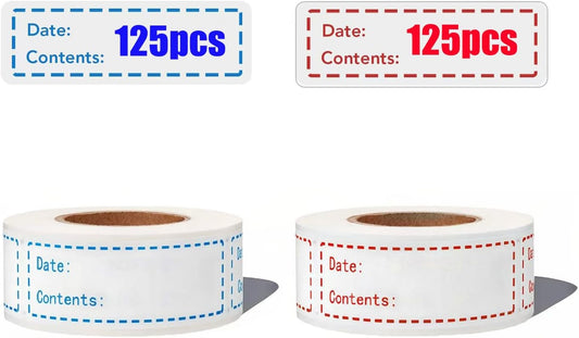 250Pcs Removable Freezer Labels,1 x 3 Inch Food Stickers for Food Containers Food Date Labels Refrigerator Food Storage Stickers Easy Clean No Residue, 2 Colors