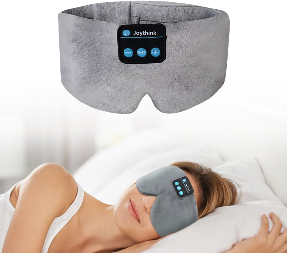 Joythink Sleep Headphones Bluetooth Sleep Mask Silk Headband Earphones Bluetooth Eye Mask for Sleeping On Side Blackout Soft Sleep Earphones Music Kids Children Eye Cover Purple