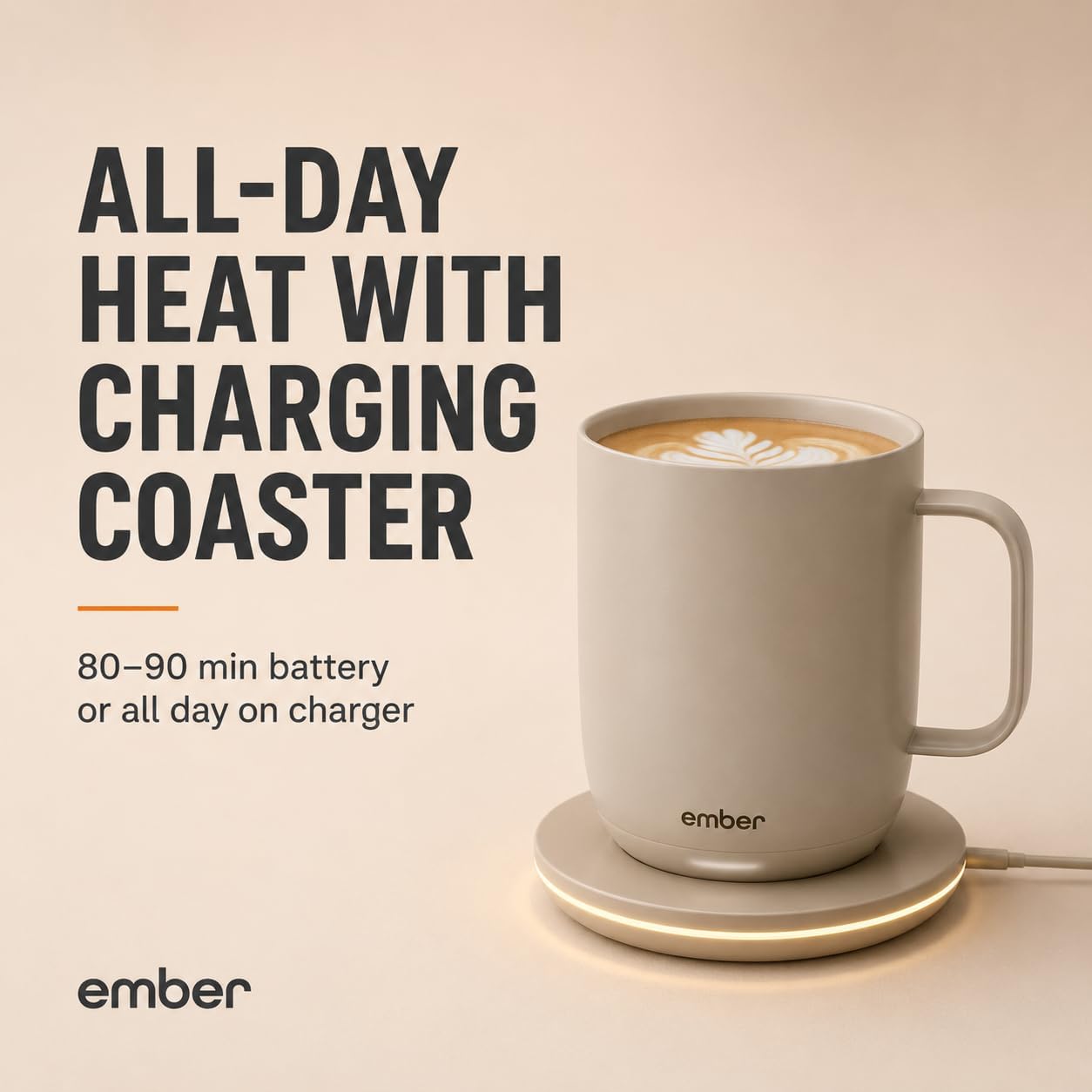 Ember Temperature Control 14oz Smart Mug 2, App-Controlled and Rechargeable Heated Coffee Cup Warmer with Intelligent LED Display, Sage Green.