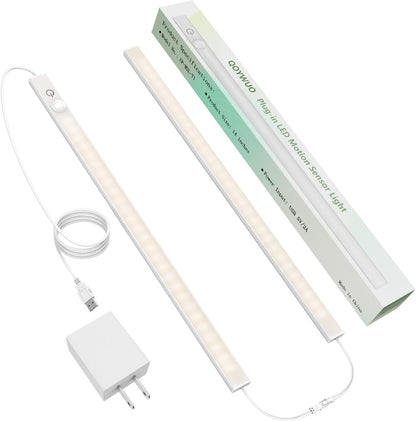 USB Plug-in Motion Sensor Light, ON/Night/Day Modes, Bright&Dimmable | 14" Slim LED Under Cabinet Lighting Indoor for Kitchen, Cabinet, Closet - 6000K Cool White, 1-Bar Standalone