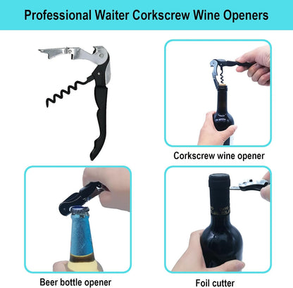 Jar Opener for Weak Hands, Seniors with Arthritis, 5 in 1 Bottle Opener | Multi-use Lid Opener Set with Non-slip Rubber Gripper Pad & Wine Opener, Great for Senior Parents, Grandparents or Loved Ones