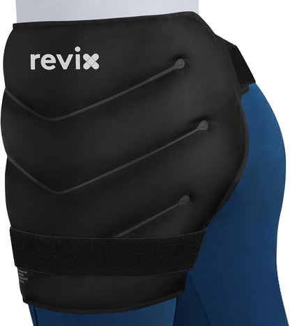 REVIX Extra Large Hip Ice Pack Wrap After Surgery, Hot Cold Packs for Hip | Reusable Gel Cold Pack for Hip Replacement Recovery, Sciatic Nerve, Cold Therapy Hip Flexor Compression Wrap, Black
