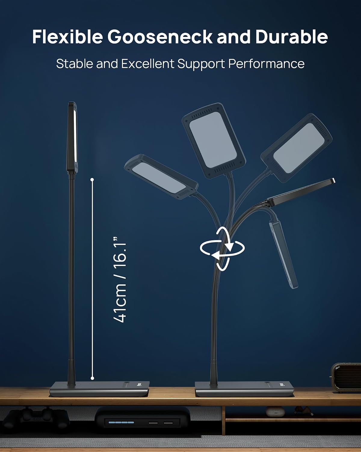 TROND Desk Lamp, Dimmable Eye-Caring Table Lamp, Memory Function, Black | 3 Color Modes 7 Brightness Levels, Flexible Gooseneck, Touch Control, Desk Light for Home Office Dorm Room Essentials