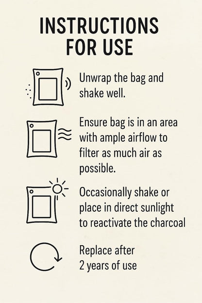 1000g Large Bamboo Charcoal Air Purifier Bag - Car Deodorizer Freshener - Remove Odor and Control Moisture in Your RV, Camper, SUV, Truck, Closet, Mobile Home, Storage - Non fragrant 1kg