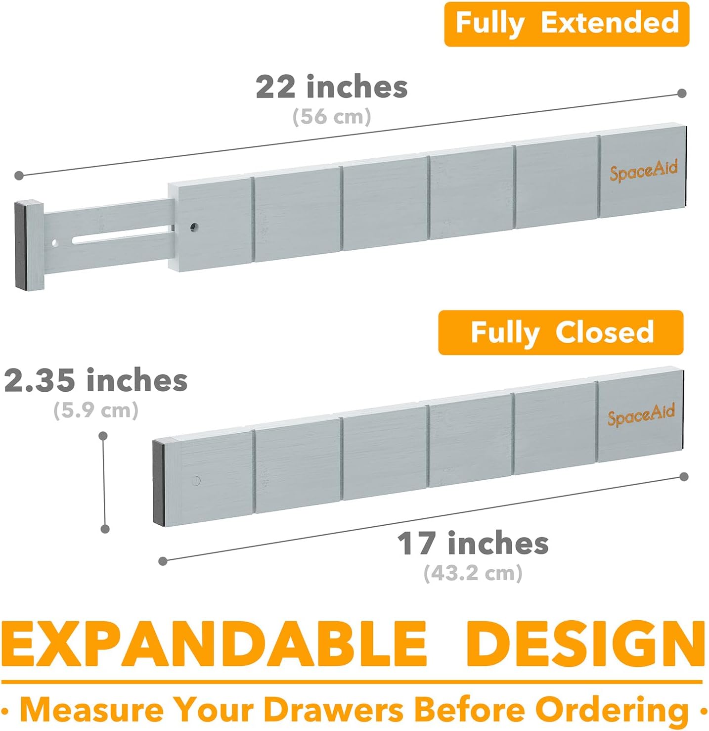 SpaceAid Bamboo Drawer Dividers with Inserts and Labels, Kitchen Adjustable Drawer Organizers, Expandable Organization for Home, Office, Dressers, 4 Dividers with 9 Inserts (17"-22" Natural)