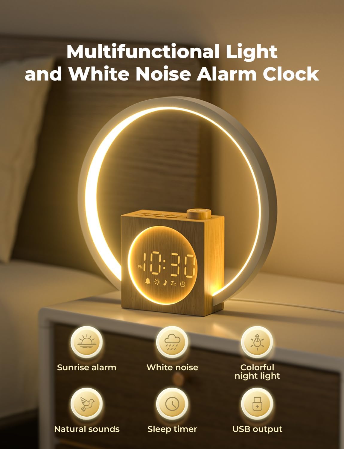 LIORQUE Wake Up Light Sunrise Alarm Clock for Bedrooms with Touch Control