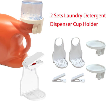 2 Sets Laundry Detergent Dispenser Cup Holder, Laundry Detergent Cup Holder with Drain, Holder Compatible with Tide, Arm Hammer, Xtra, All, Purex, Persil