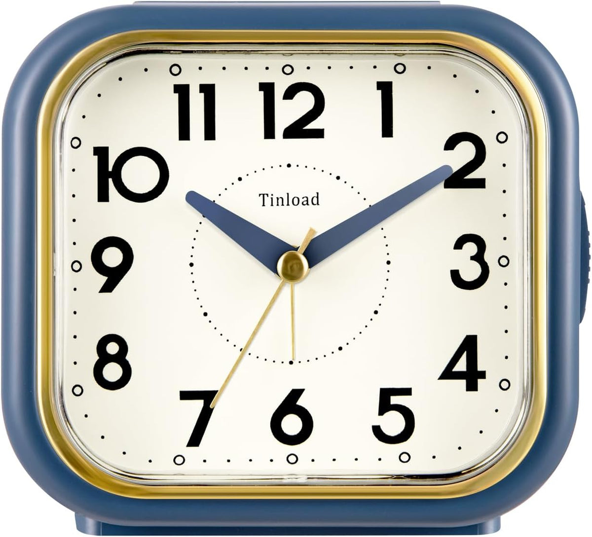 Tinload 4.3" Vintage Retro Analog Alarm Clock, Super Silent Non Ticking Clock with Manual Light, Snooze, Battery Operated, Simply Design, for Living Room, Bedroom, Bedside, Desk(Blue-V2)