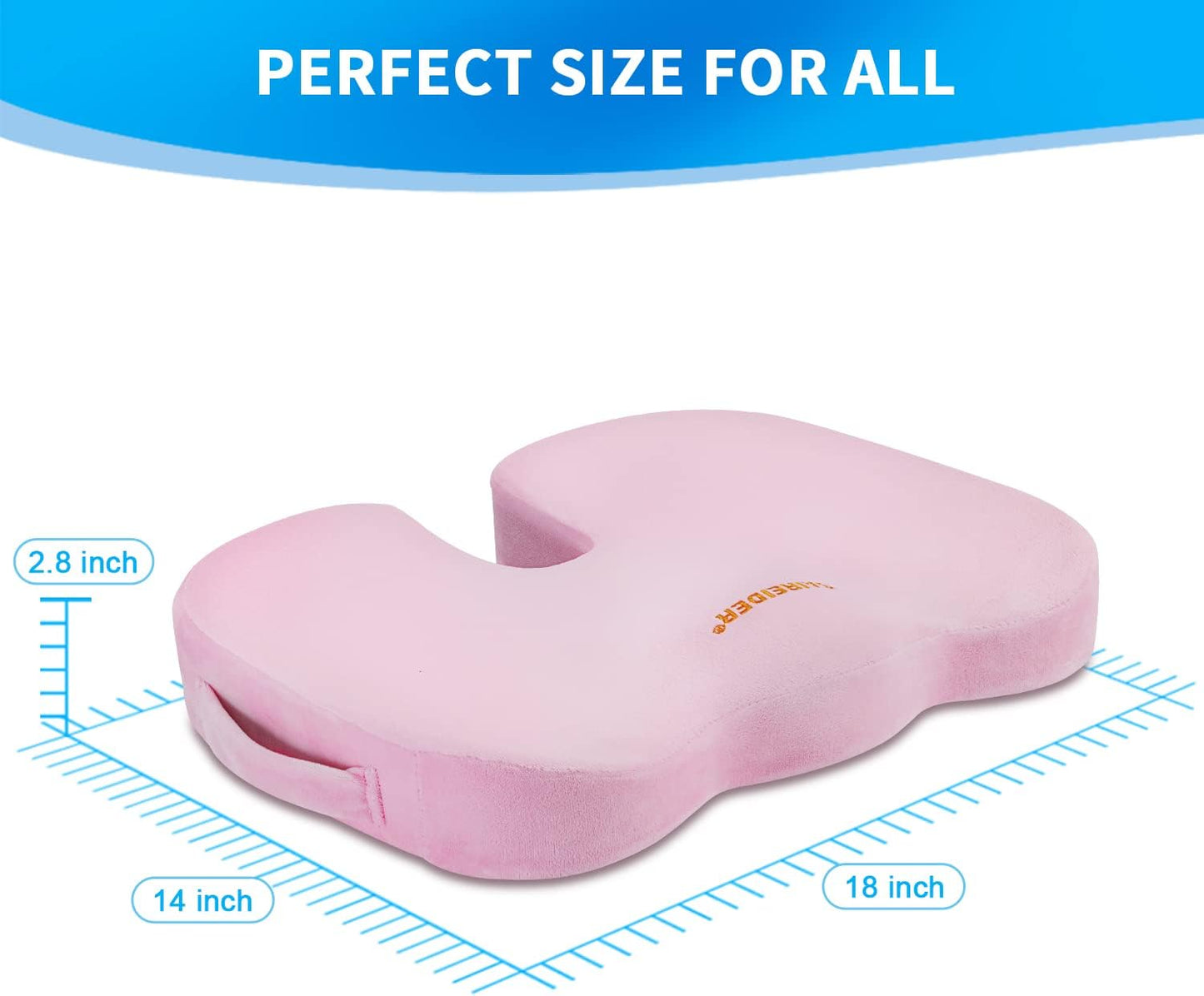 SAIREIDER Office Chair Cushion, Car Seat Cushion, Memory Foam Coccyx Cushion Pads for Tailbone Pain, Sciatica Relief Pillow, Correct Sitting Posture (Black)