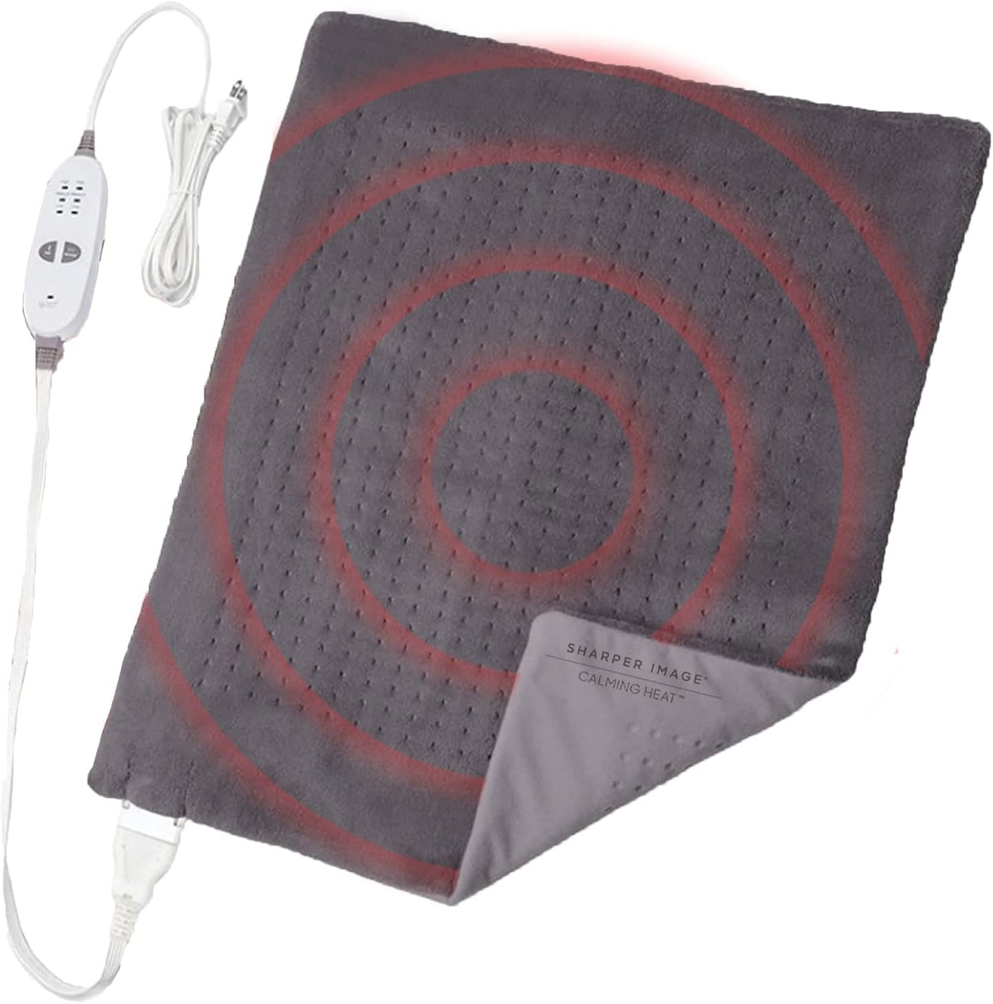 Calming Heat Massaging Vibrations Weighted Heating Pad by Sharper Image | Temperature Settings, Auto Shut-Off Feature, Gift for Holidays, Women & Men | 3 Heat, 6 Massage, 12” x 24”, 4 lbs