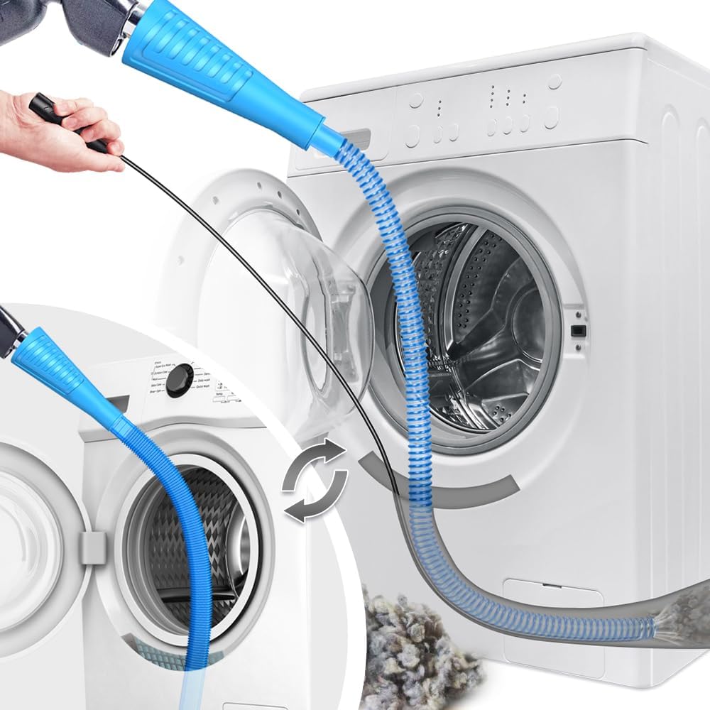 Sealegend 2 Pieces Dryer Vent Cleaner Kit Dryer Lint Vacuum Attachment Hose | Flexible Dryer Vent Vacuum Hose for Deep Cleaning/Lint Remover Kit with Guide Wire/Dryer Lint Trap Cleaner Ease of Use (Blue)