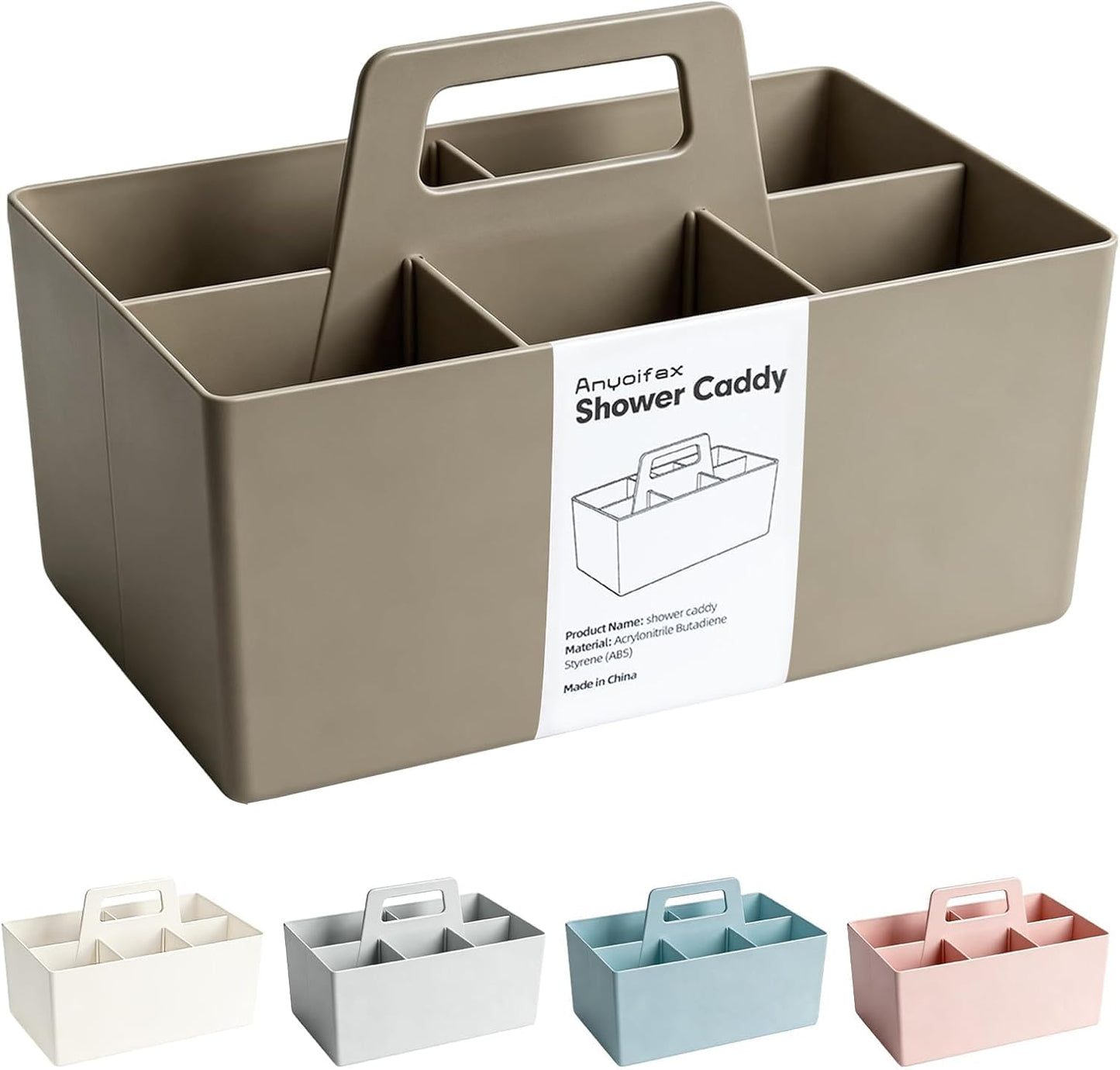 Anyoifax Portable Shower Caddy with Removable Compartment, Large Gray | Plastic Shower Basket Bathroom Caddy Organizer with Handle, College Dorm Storage, Baby Bath Essential, Cleaning Supply Caddy