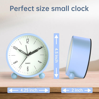 JALL Analog Alarm Clock, 4 inch Super Silent Non Ticking Small Clock with Night Light, Battery Operated, Simple Design, Old Fashioned Style Ideal Decor, for Bedroom, Bedside, Desk, Adult, Gift, Green