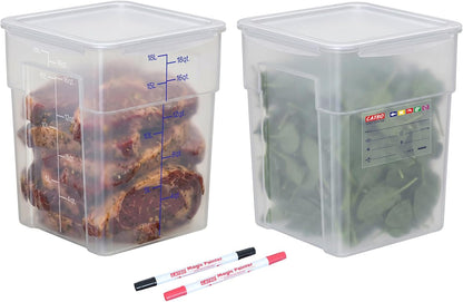 2 Pack 18 QT BPA-Free Translucent Polypropylene Airtight Food Storage Containers, Labeling Area, Stackable Bulk Storage for Flour, Rice, Sugar & Pet Food