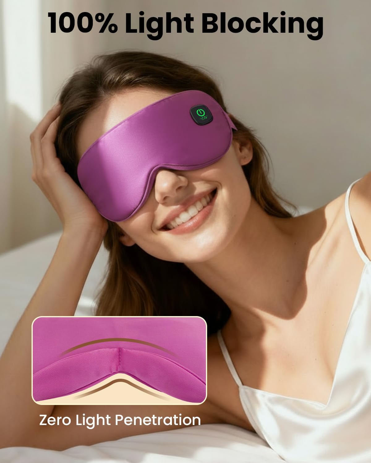 Cordless Heated Eye Mask, Rechargeable Mask with 4 Heat Levels for Dry Eyes