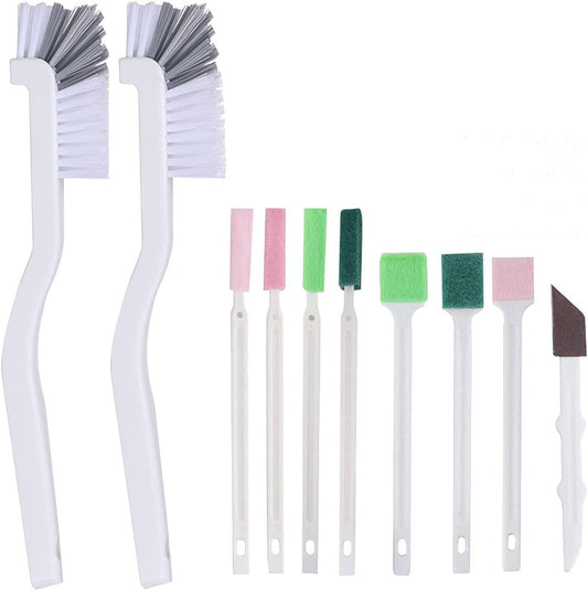Crevice Cleaning Brushes (White) Deep Clean Set for Kitchen, Appliances, Grout, and Narrow Spaces - Small Detail Scrub Brush for Tile